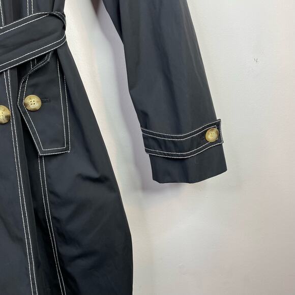 Vintage 2000s Y2K Michael Kors Black Classic Belted Trench Coat Jacket Womens L - Picture 5 of 13